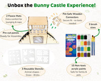 Extra Large Bunny Hideout, Wooden Rabbit Castle with Fleece Mats – Essentials for Small Pets - DIY Paint Kit - image 2