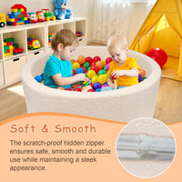 MEOGETY beige teddy fleece foam ball pit for toddlers with soft round walls - view 22