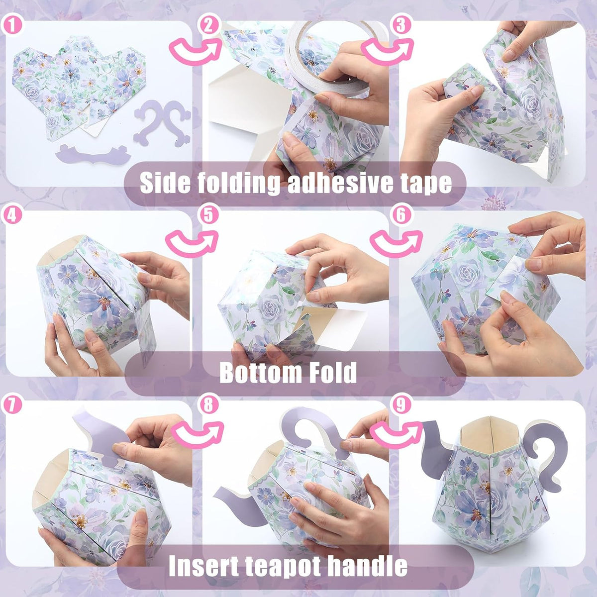 Fulmoon 6 Pcs Tea Party Decoration Flower Box Table Teapot - 6 / Elegant - image 3