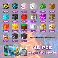 SSAWER 48 piece magnetic blocks travel set with colorful building cubes - view 38