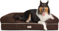 Friends Forever Large Dog Bed Couch - Memory Foam Dog Bed / Chester Brown / 44.0"L x 34.0"W x 10.0"Th