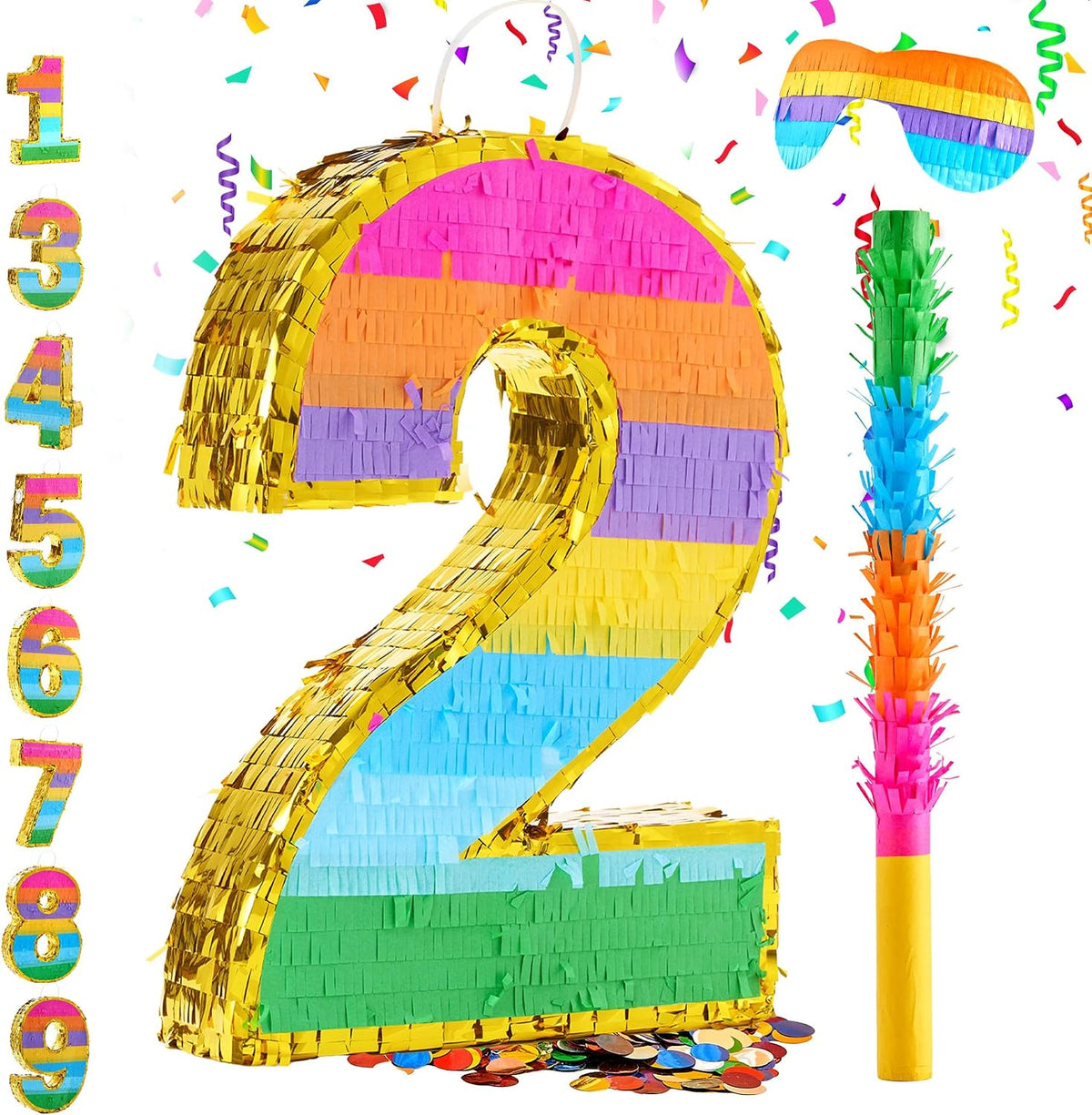 Rainbow Number 5 Pinata for 5th Birthday Party Decorations - 2
