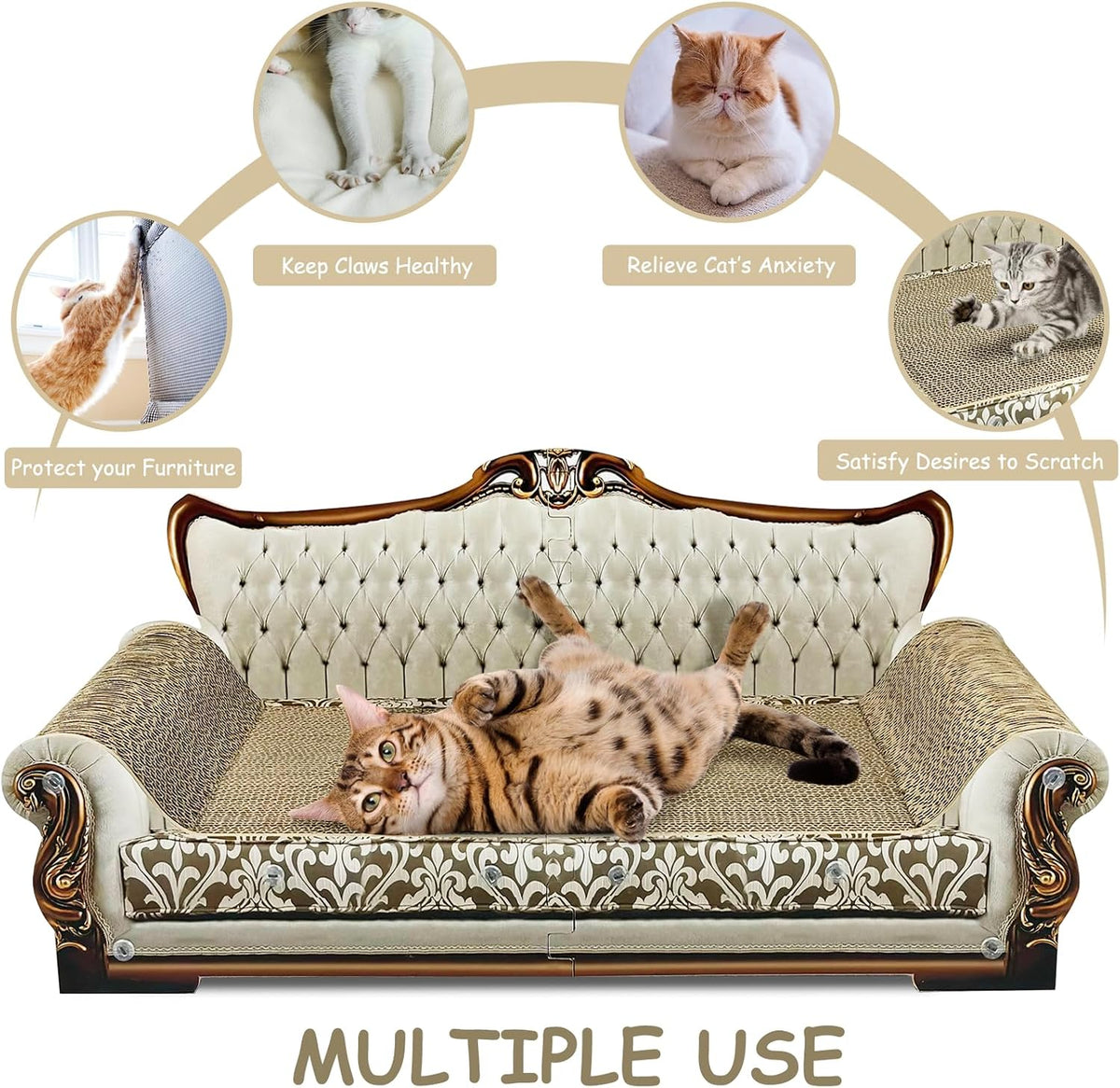 Luxury Cardboard Cat Scratcher Sofa Bed - Grey Lounge - image 4