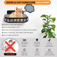 Cat Wall Shelves, Modern Cat Wall Furniture for Indoor Cats - Large / Black, 3 Steps + Perch - image 4