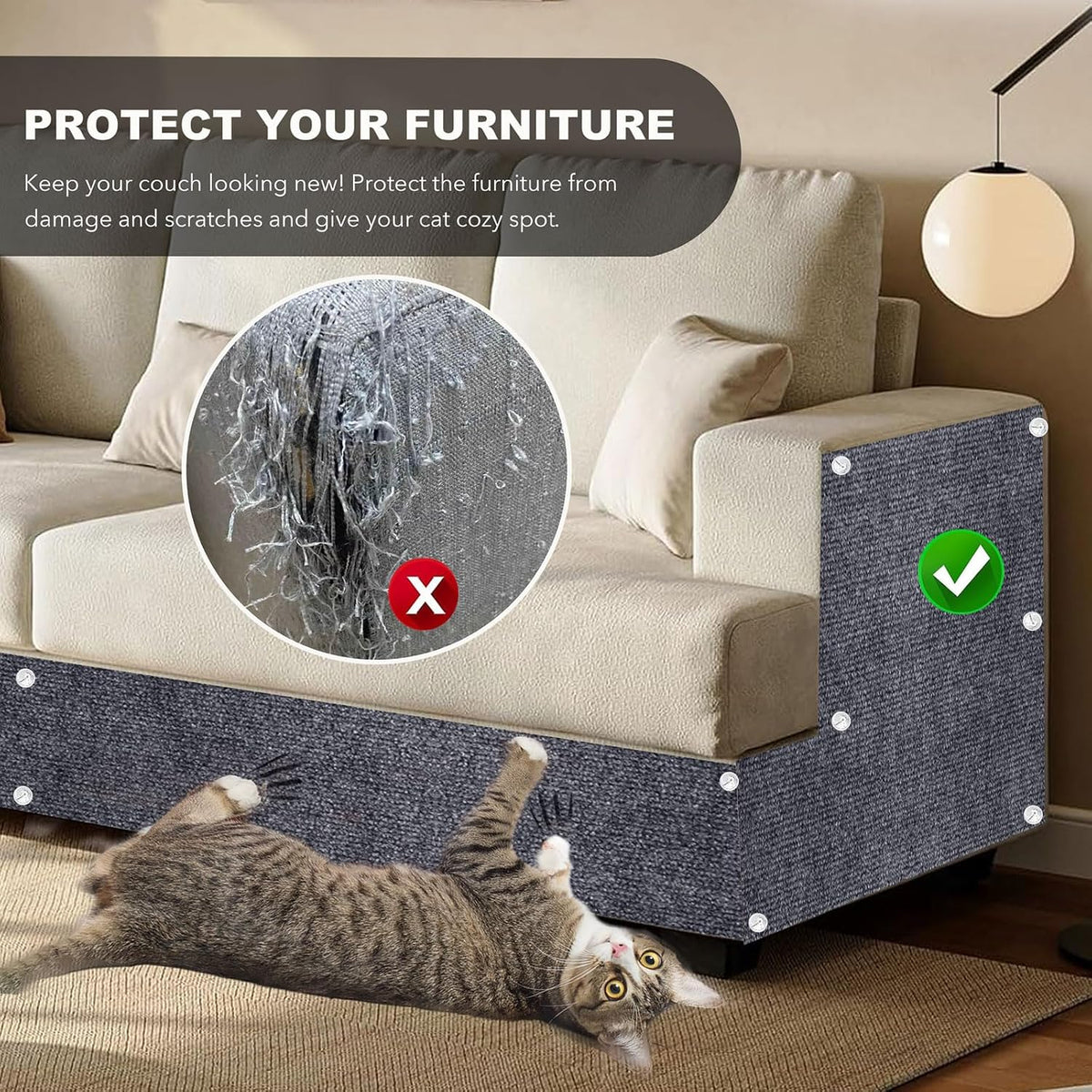 Self-Adhesive Cat Scratching Mat - Dark Grey / 78.7"X15.8" - image 2