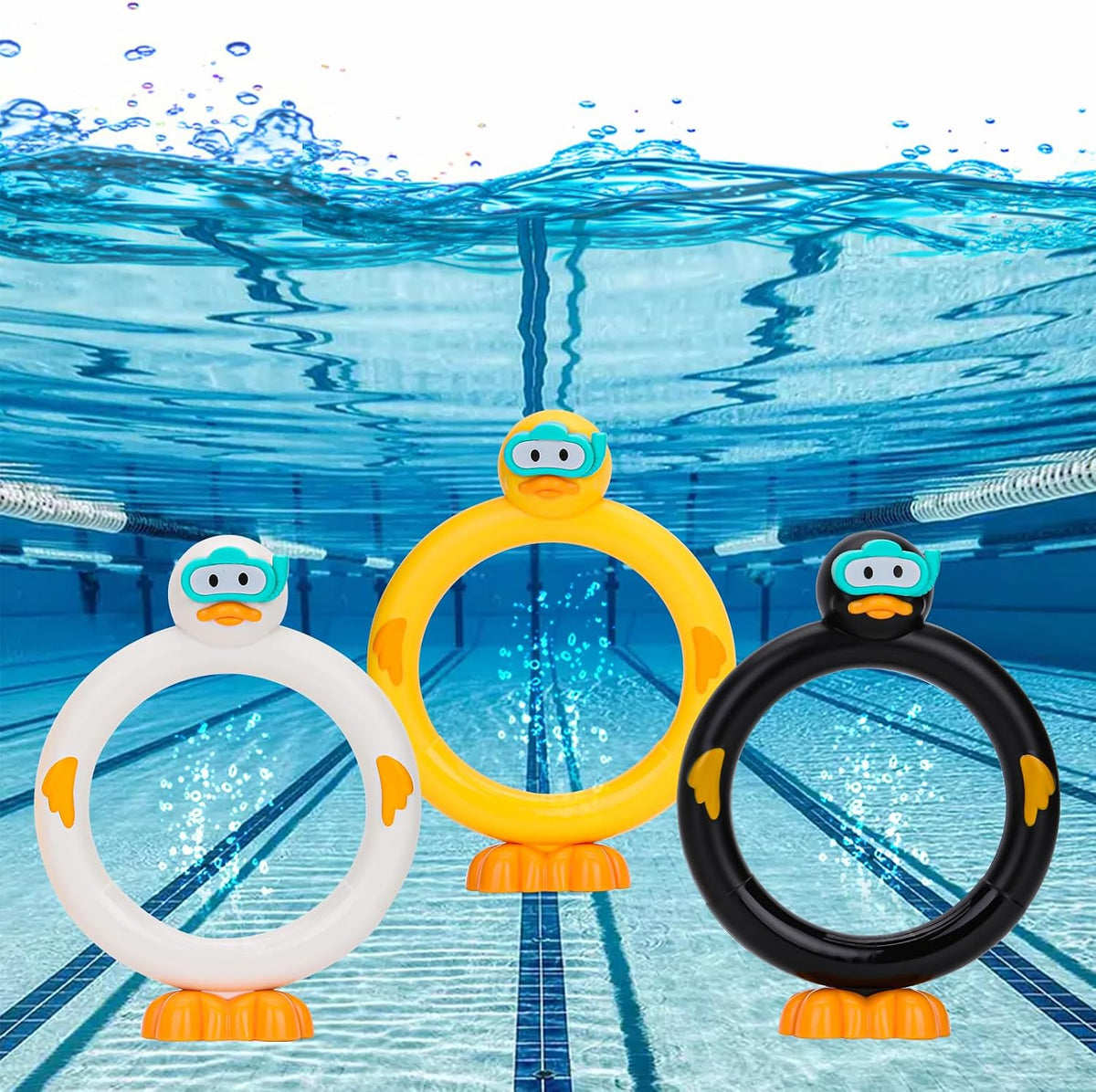 Summer Pool Toys Underwater Diving Games Dive Sticks Duck 3-Pack – Fun for Kids & Family - Duck Rings