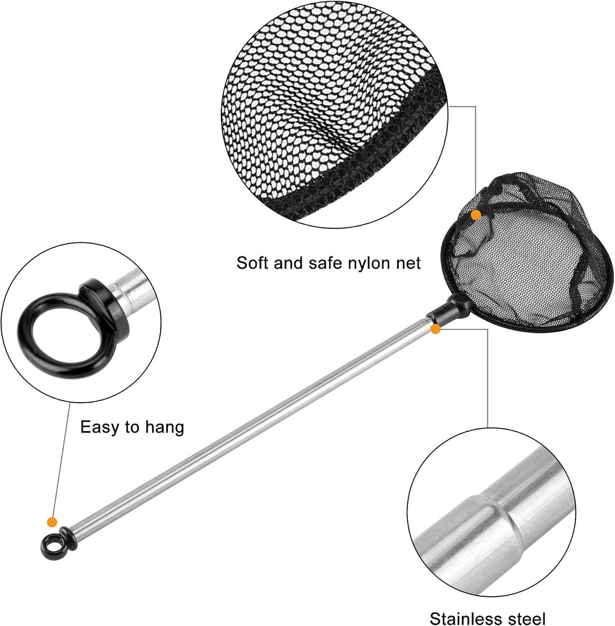 Aquarium Telescopic Fish Net w/Extendable Handle Soft Mesh 3.5" – Essentials for Fish - image 4