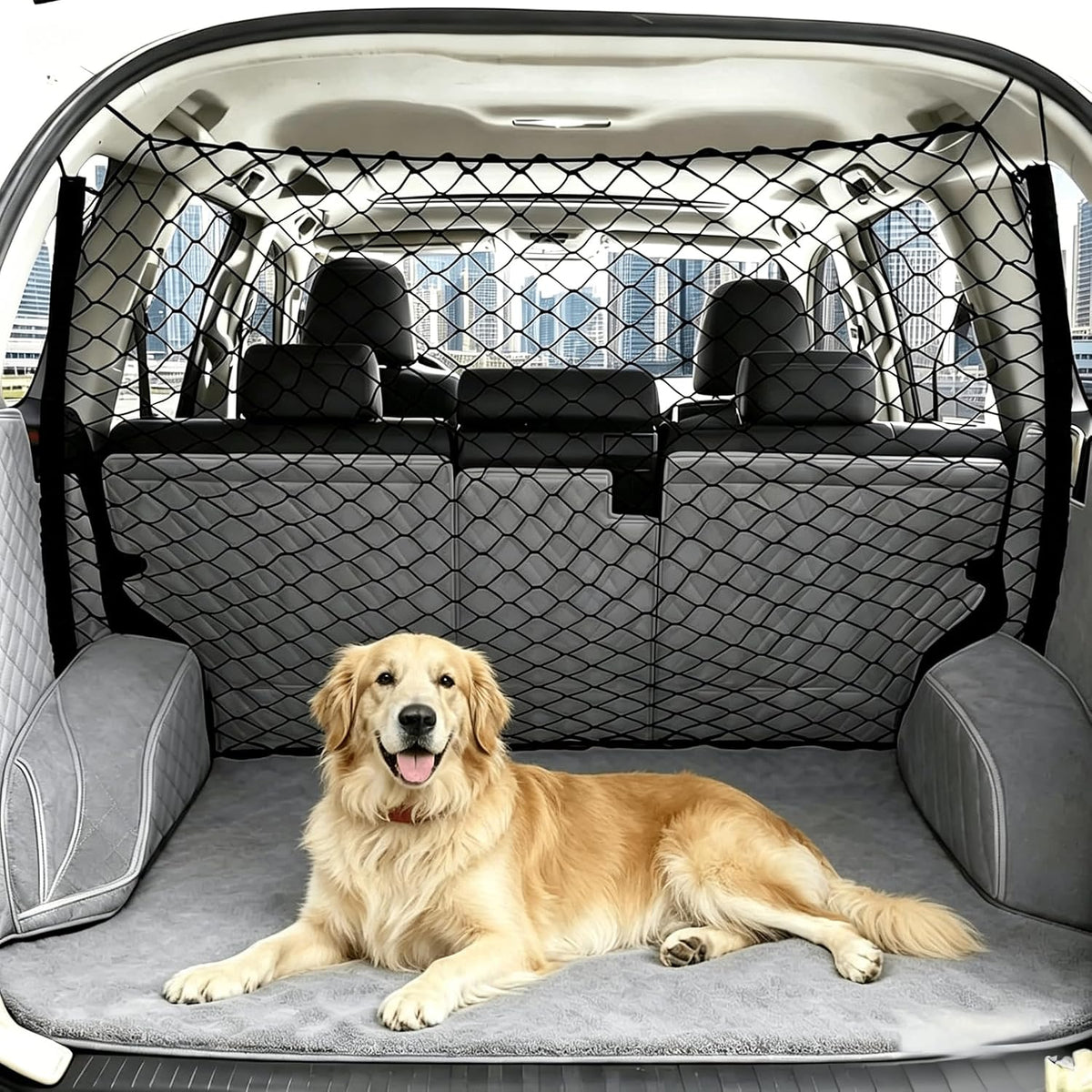 Dog Car Barrier Vehicle Pet Barrier Backseat Mesh Dog Car Divider Net - 47x35 Inch