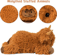 Wepop 5lbs Highland Cow Weighted Stuffed Animals 22in Giant Highland - Highland Cow-p - image 2
