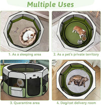 PETSFIT 29" Puppy Playpen with Removable Waterproof Mat & Zippered Roof | RV, Camping, Travel Dog Pen | Indoor/Outdoor Whelping & Cat Observation Space(29.5"x29.5"x16.5"H)