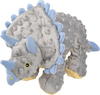 goDog Dinos Frills Squeaky Plush Dog Toy with Chew Guard Technology