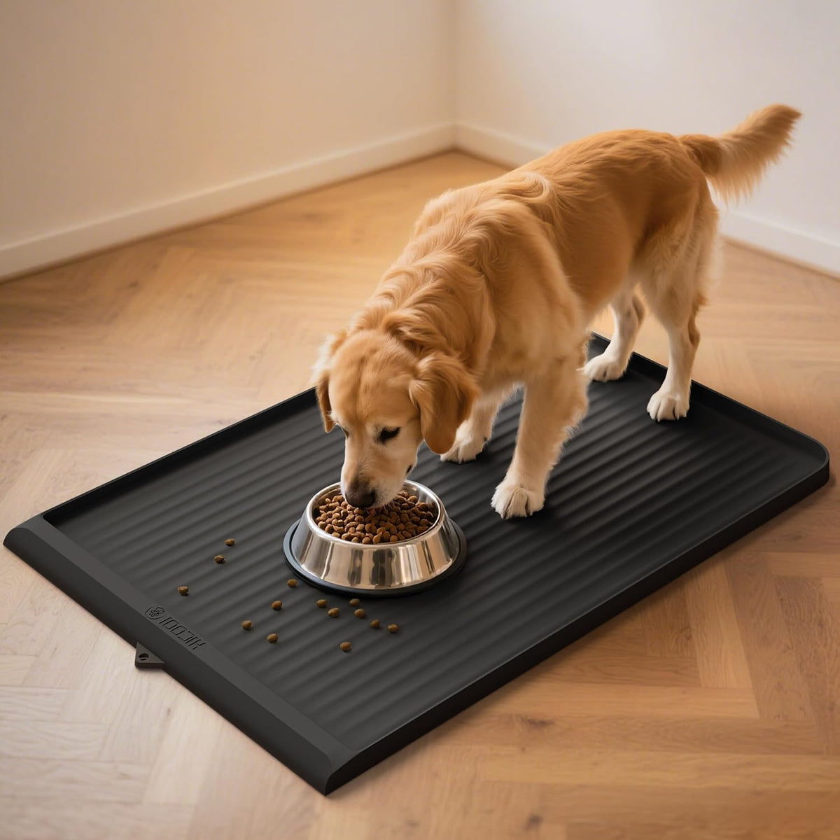 Dog Food Mat 36"x24", Waterproof Dog Bowl Mat - Black