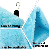2Pcs Bird Tent Plush Hammock Hanging Warm Hut Nest for Cage - Blue(M)2Pcs - image 3