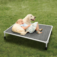 Veehoo Chew Proof Elevated Dog Bed, Cooling Raised Pet Cot - Black Silver / 49.0"L x 33.0"W x 9.0"Th - image 2