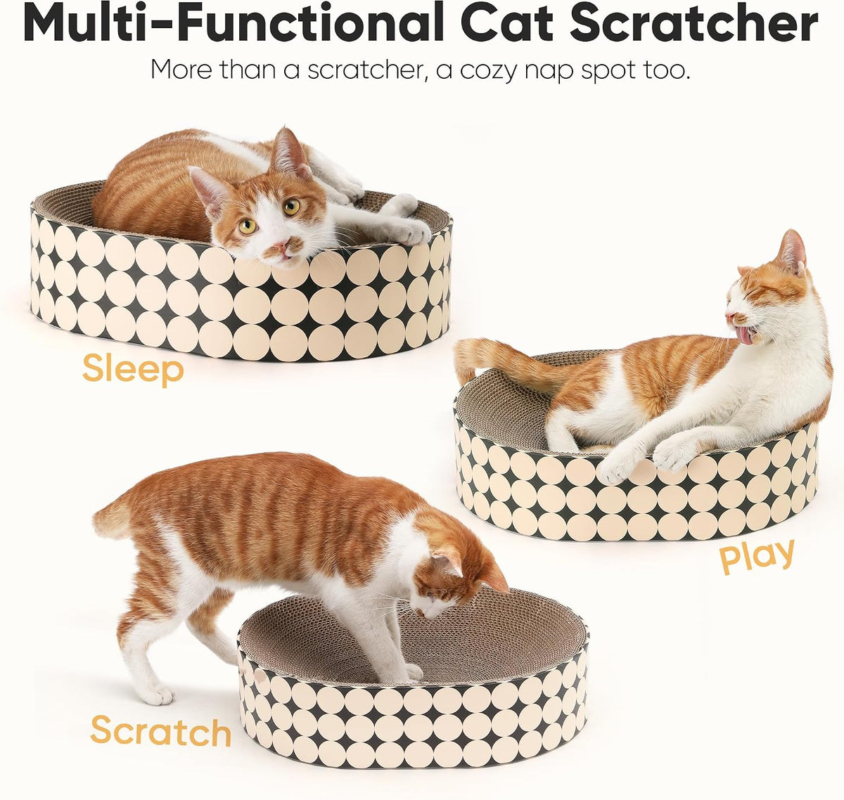 FUKUMARU Cardboard Cat Scratcher Bed - Polka Dot - image 2