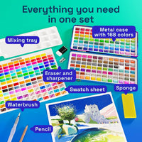 ARTISTRO 100 Watercolor Paint Set with Palette & Brushes for Adults - 168 - image 2