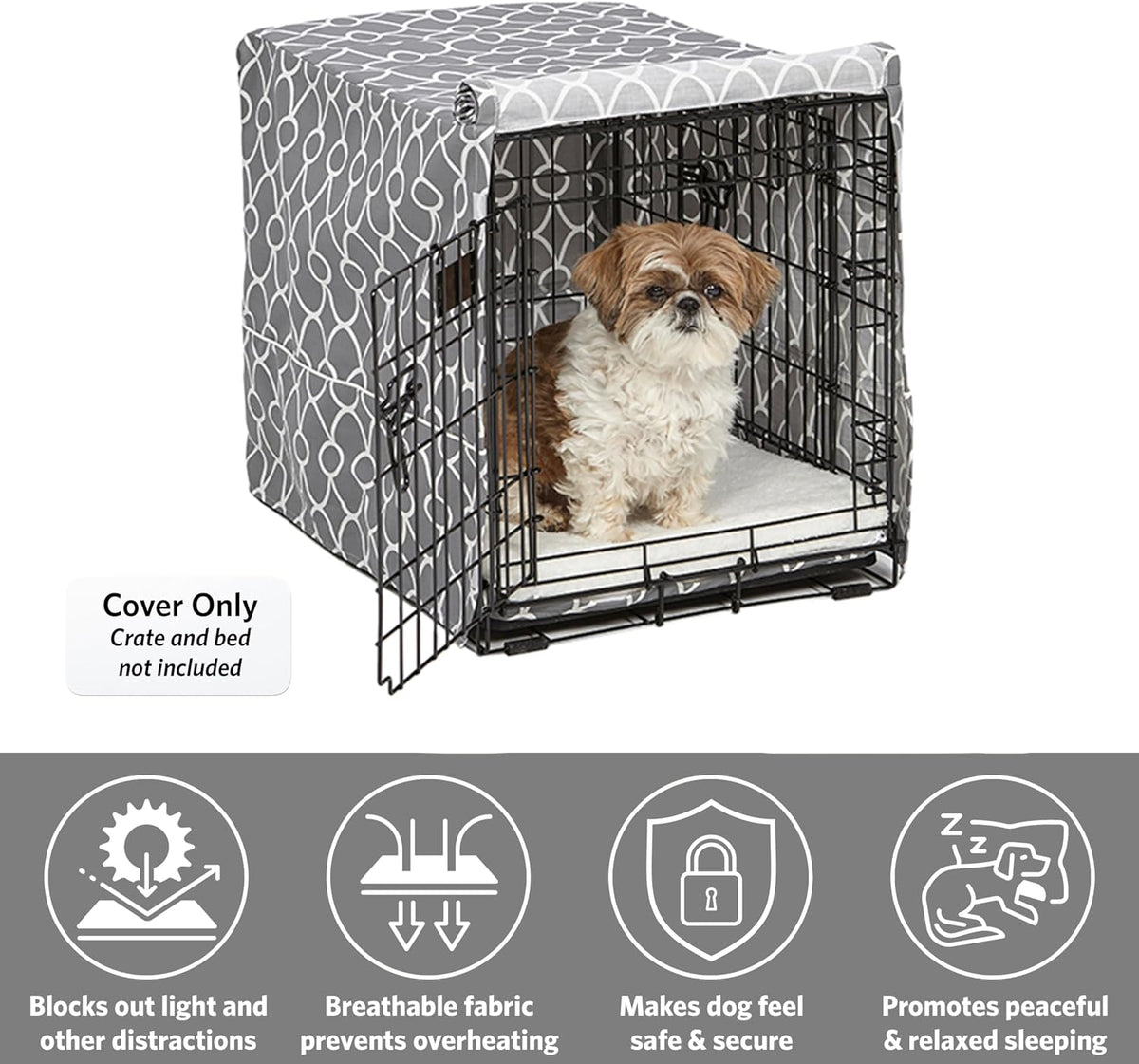 MidWest Homes for Pets Medium Dog Crate Cover - Gray Geometric Pattern / Fits 24 Inch Crate - image 3