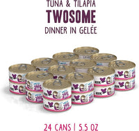 Weruva Best Feline Friend (B.F.F.) Tuna & Tilapia Twosome with Tuna & Tilapia in Gelée Cat Food, 5.5oz Can (Pack of 24)