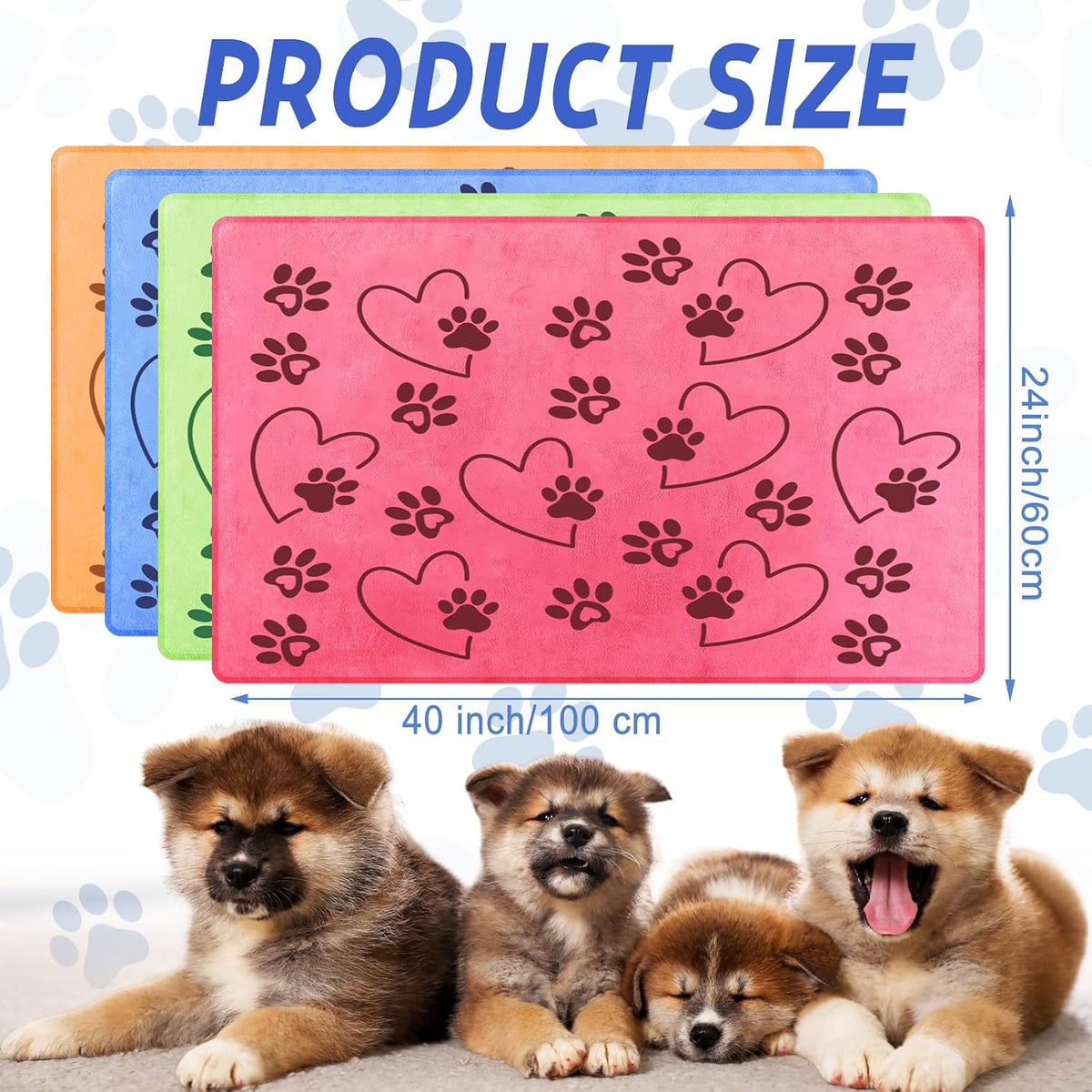 Fanfanwin 4 Pcs Dog Bath Towels Microfiber Drying Dog Towel Absorbent - Blue, Yellow, Pink, Apple Green - image 2