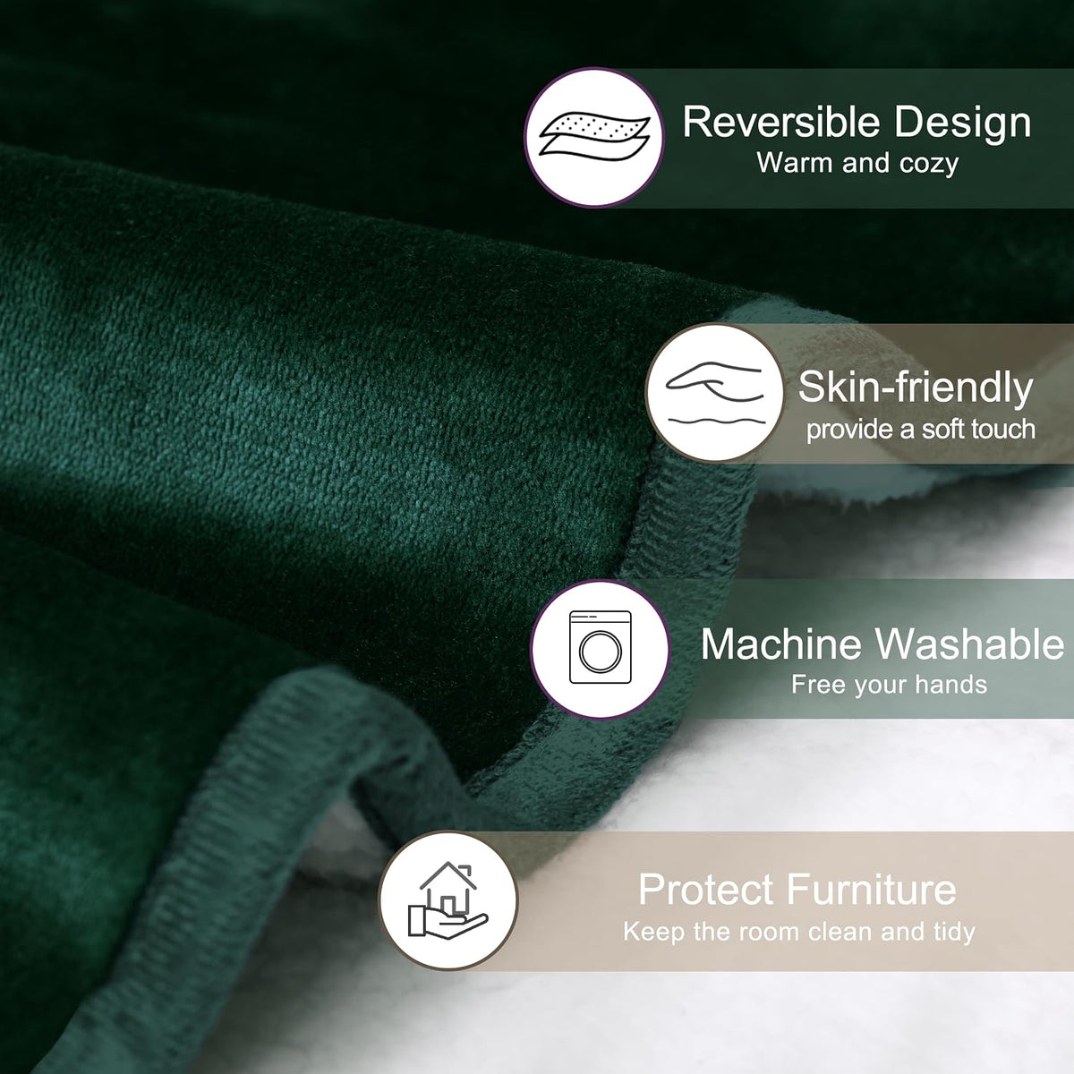 Waterproof Blanket for Bed Couch, Sherpa Fleece Throw, 50x60 – Essentials for Dogs - 30x70 inches / Forest Green - image 3