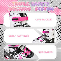SULIFEEL Adjustable Kids Roller Skates, Light up Wheels – Fun for Kids & Family - H Dots White / Small - Little Kid - image 4