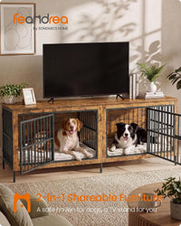 Feandrea 38" Dog Crate Furniture - Rustic Brown / 70.9"L x 23.6"W x 28.9"H - image 2