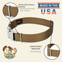Country Brook Petz - Premium Nylon Dog Collar with Metal Buckle for Small Medium Large Breeds - 30+ - Extra Large (Pack of 1) / Coyote Tan - image 4