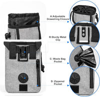 Airline Approved Dog Travel Bag with 2 Dog Treat Training Pouches, Tote Organizer for Weekend Pet Travel Supplies & Accessories, 2 Collapsible Bowls, 2 Food Container (Grey)
