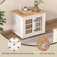 26" Heavy Duty Dog Crate Furniture for Small Dogs, Metal Kennel for High Anxiety Dogs, Chew Proof Pet Cage Indoor, Decorative Dog Kennel End Table,White