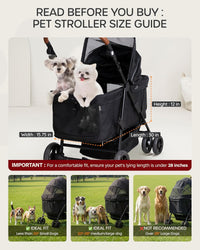 Dog Stroller for Large & Medium Dogs, for 2 Small Dogs – Essentials for Dogs - Classic Black - image 3