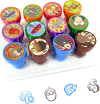TINYMILLS woodland animal self-inking stamps for kids, 12 piece set in clear box - view 4
