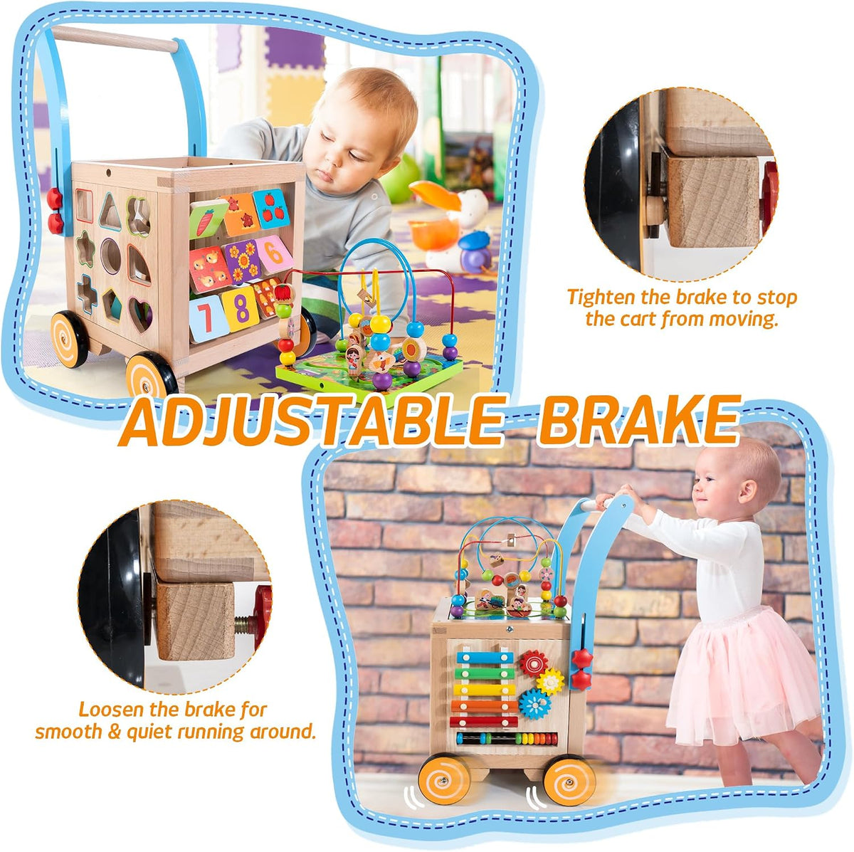 9-in-1 Wooden Activity Cube Walker for 1 Year Old - Neutral 2 - image 4