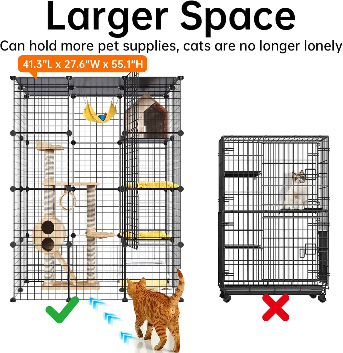 Extra Large Cat Cage, 4-Tier Catio - 41.3"L x 27.6"W x 55.1"H - image 3