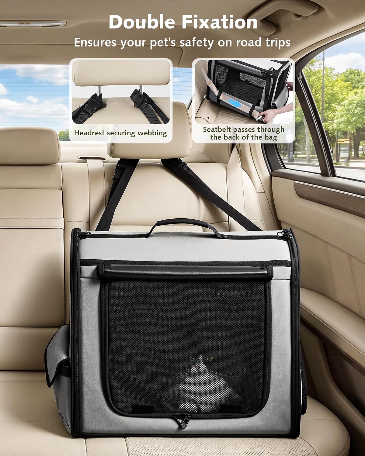 Dog Car Carrier Light Weight 24×17.7×20.5in - Gray / 19.7"L x 14.8"W x 16.9"H - image 3