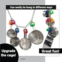 1410 Stainless Pot Delight from Parrots Cockatiels Conures Budgies Macaws Lovebirds African Greys Parrot Toys Stainless Foraging Chew Treat Noise-Making Fun Sensory Enrichment.