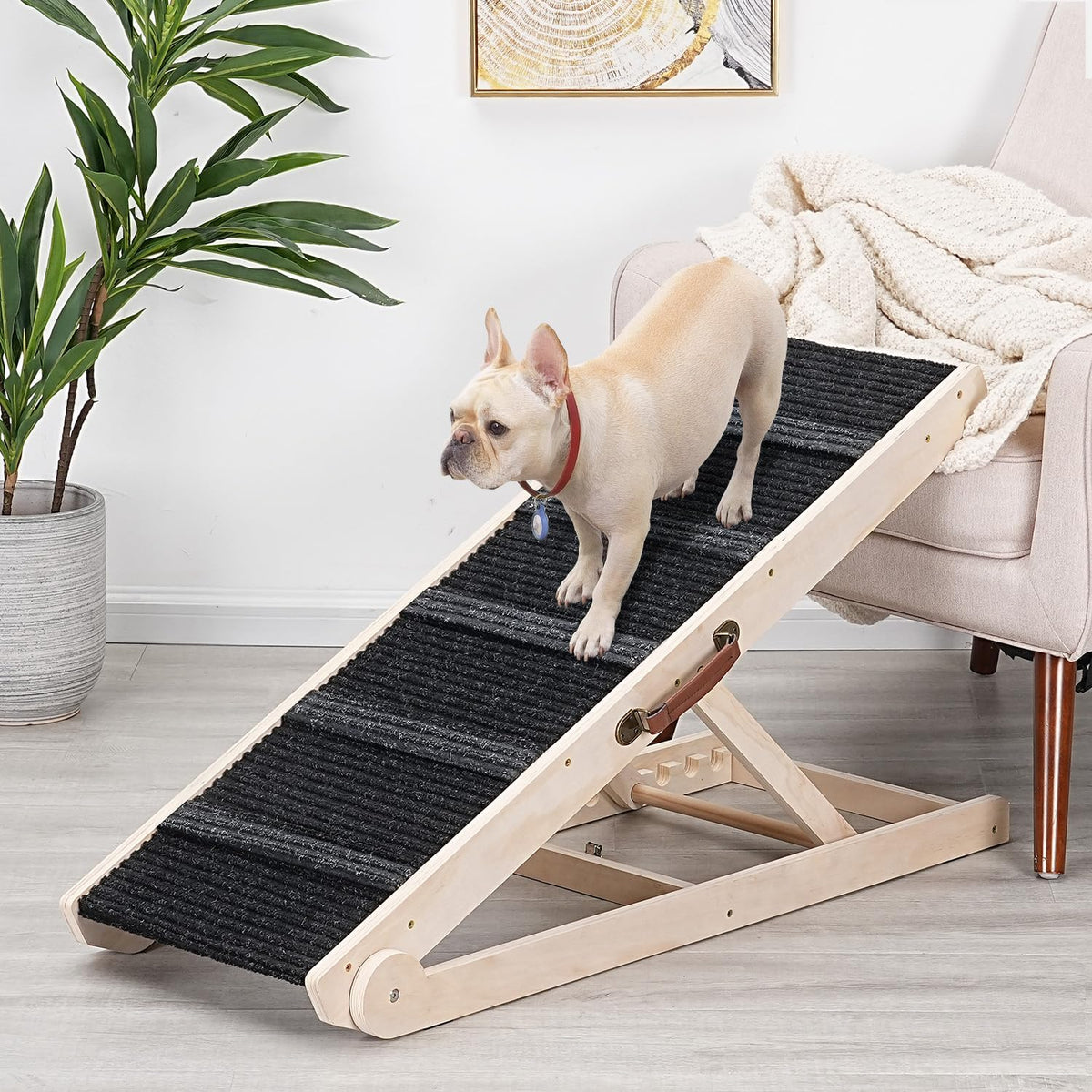 Dog Ramp for Bed, Foldable Small to Large Dog Ramp for Couch - Burlywood(black)/Standard