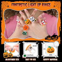 GiftInTheBox LED light up Halloween rings with ghost, pumpkin and bat tops - view 2