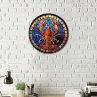 Lygond Metal Sign Tin Sign Circular Stained Glass Lobster Gardening Decor Gift for Garage 12×12 Inches