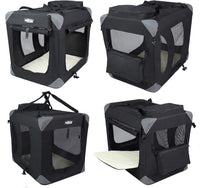 EliteField 3-Door Soft Dog Crate with Bed & Carrying Bag – Essentials for Dogs - Black / 20.0"L x 14.0"W x 14.0"H - image 3