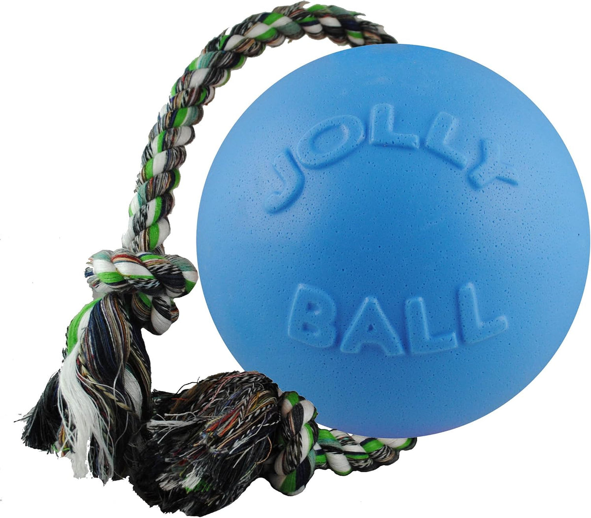 Jolly Pets Romp-N-Roll Rope & Ball Dog Toy - Blueberry / Large (8 in)