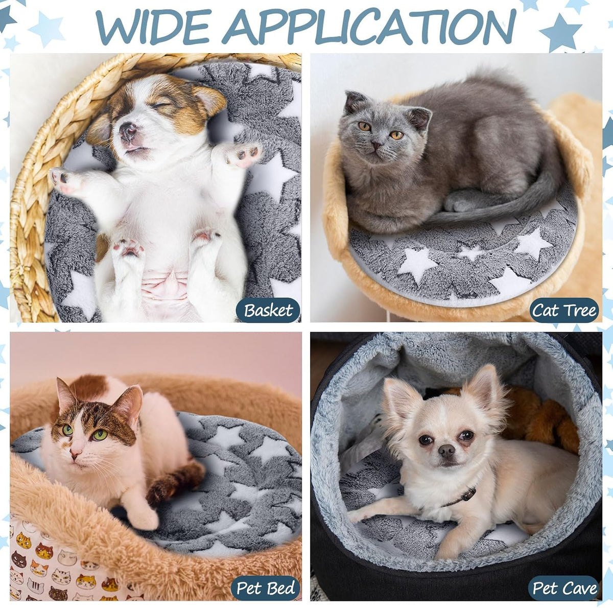VitalCozy 2 pack of 16 inch self heating cat pads with star pattern - view 2