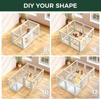 FXW AuraSpace Acrylic Indoor Unleashed Dog Playpen for Puppies and Small Dogs, 24 Inch, 8 Panels, White