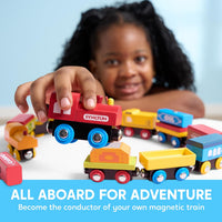 Montessori Wooden Train Toy Set for Kids - Wooden Train Cars - image 2