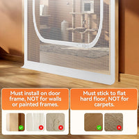 BFNN Cat Screen Door, Scratch Resistant Mesh Gate - White, U-shaped / Up to 30''x 80'' (Fits Door Opening Size) - image 4