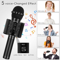 Kids Karaoke Microphone, Wireless Bluetooth Toy Microphone Christmas Gift – Fun for Kids & Family - Black - image 3