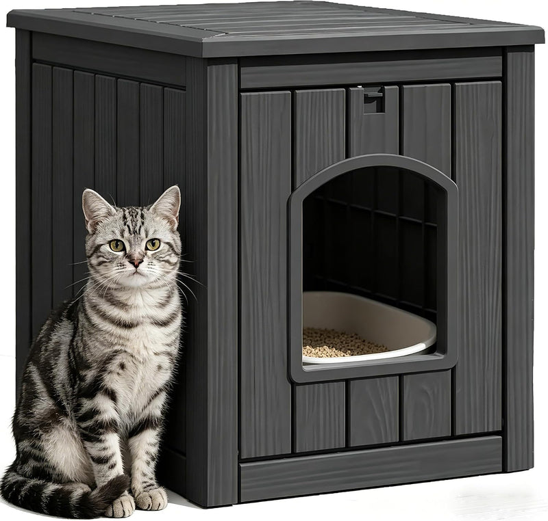 Cat Litter Box Enclosure, Feral Outdoor Cat Enclosure Weatherproof for Winter Outside, Cat Litter