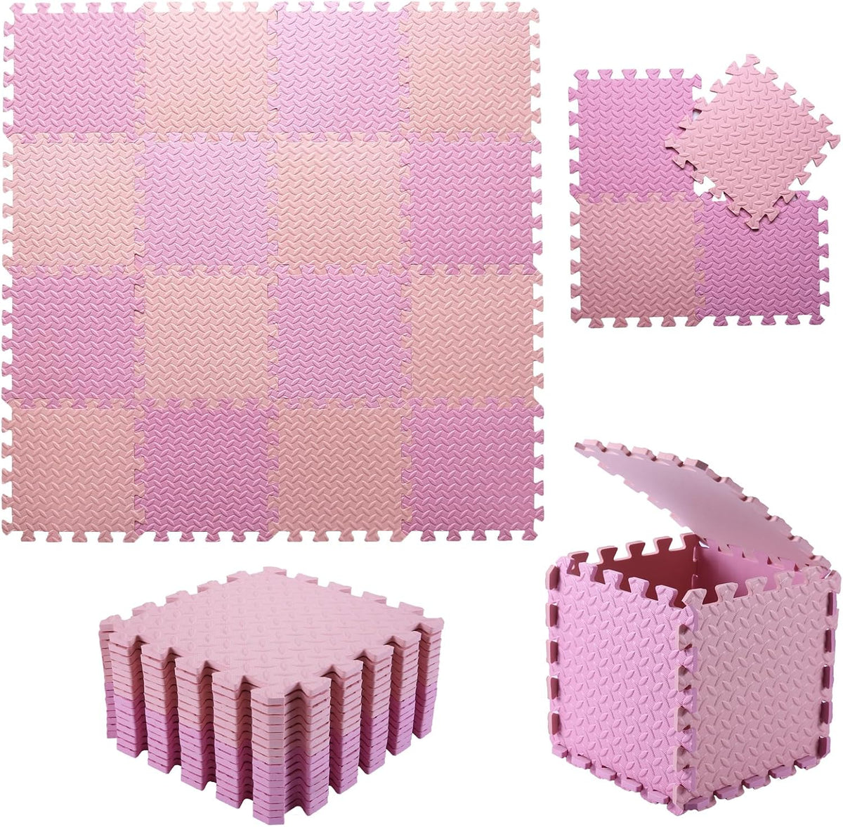 Foam Play Mat for Baby, Soft Non-Toxic Baby Playmat - Pink/Loli Pink / 16 Pcs/47.2*47.2 - image 2