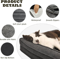 Orthopedic Dog Bed for Large Dogs - 46"L x 30"W x 8"Th / Dark Gray - image 4