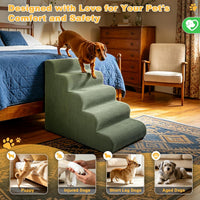 Dog Stairs for Bed & Couch, 18" H 4-Step Pet Ramp for Small Dogs - Green / 5 / Standard 23" Height - image 3