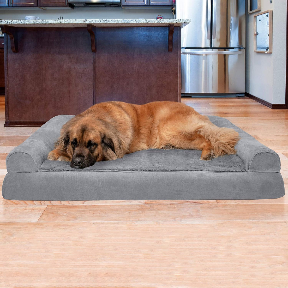 Furhaven Orthopedic Dog Bed for Large Dogs w/ Removable Bolsters - Jumbo Plus / Gray - image 2
